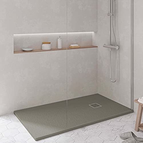 KOES - Plato de Ducha de Resina Modelo NILO – 70x70 – Tierra RAL 7039 - Ver todas las opciones de compra