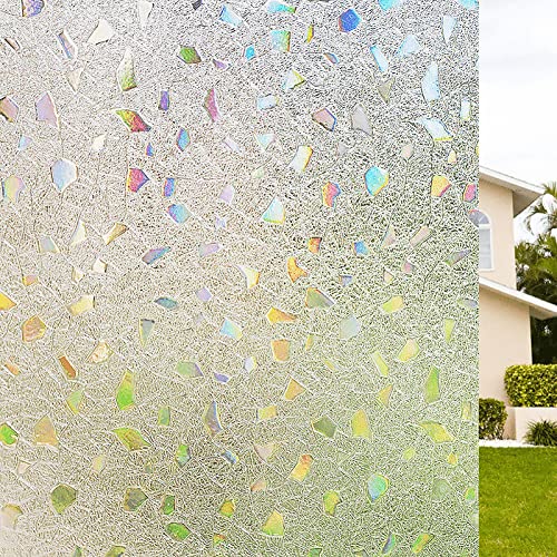 Vinilos Autoadhesivos para Ventana Decorativa, 30x200cm 3D Pegatina Lámina Ventana Privacidad Cristal, Arcoiris Vinilo Cristales Opaco Translúcido para Dormitorio Cocina Oficina Baño