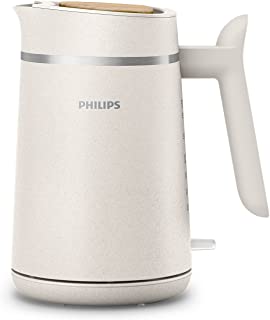 Philips Hervidor de Agua - Edición Eco Conscious, 1.7L, Indicador Luminoso, Base con Giro, Diseñado con Plásticos Biológicos, Blanco Seda Mate (HD9365/10)