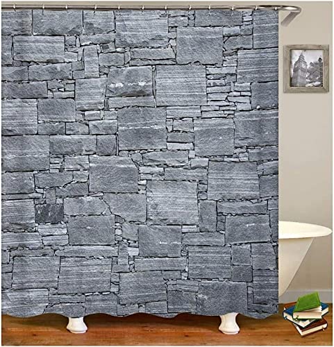 Muro Cortina de Ducha 120x200, Muro Cortinas de Baño 3D Cortina de Ducha Impermeable Antimoho Lavable, con 8 Ganchos Cortina Ducha