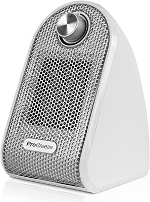 Pro Breeze Mini Calefactor Eléctrico Cerámico 500W con Termostato Ajustable, Bajo Consumo y Protección contra Sobrecalentamiento - Calentador de Cerámica PTC de Sobremesa perfecto para Escritorios